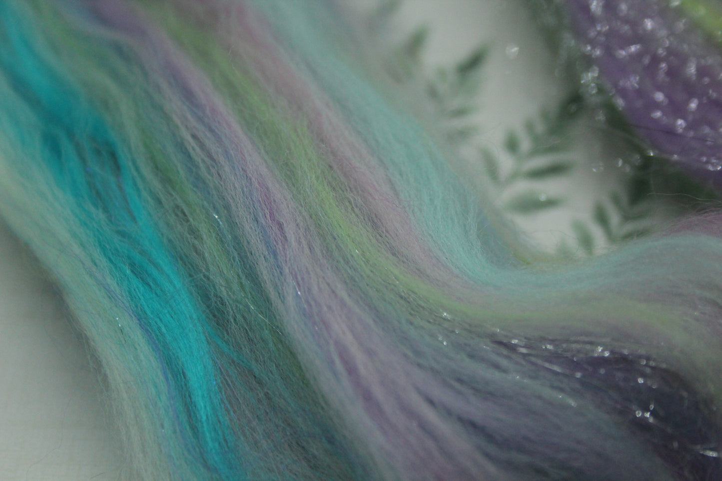 Merino Wool Blend - Purple Blue Green Pink - 13 grams / 0.4 oz  - Fibre for felting, weaving or spinning