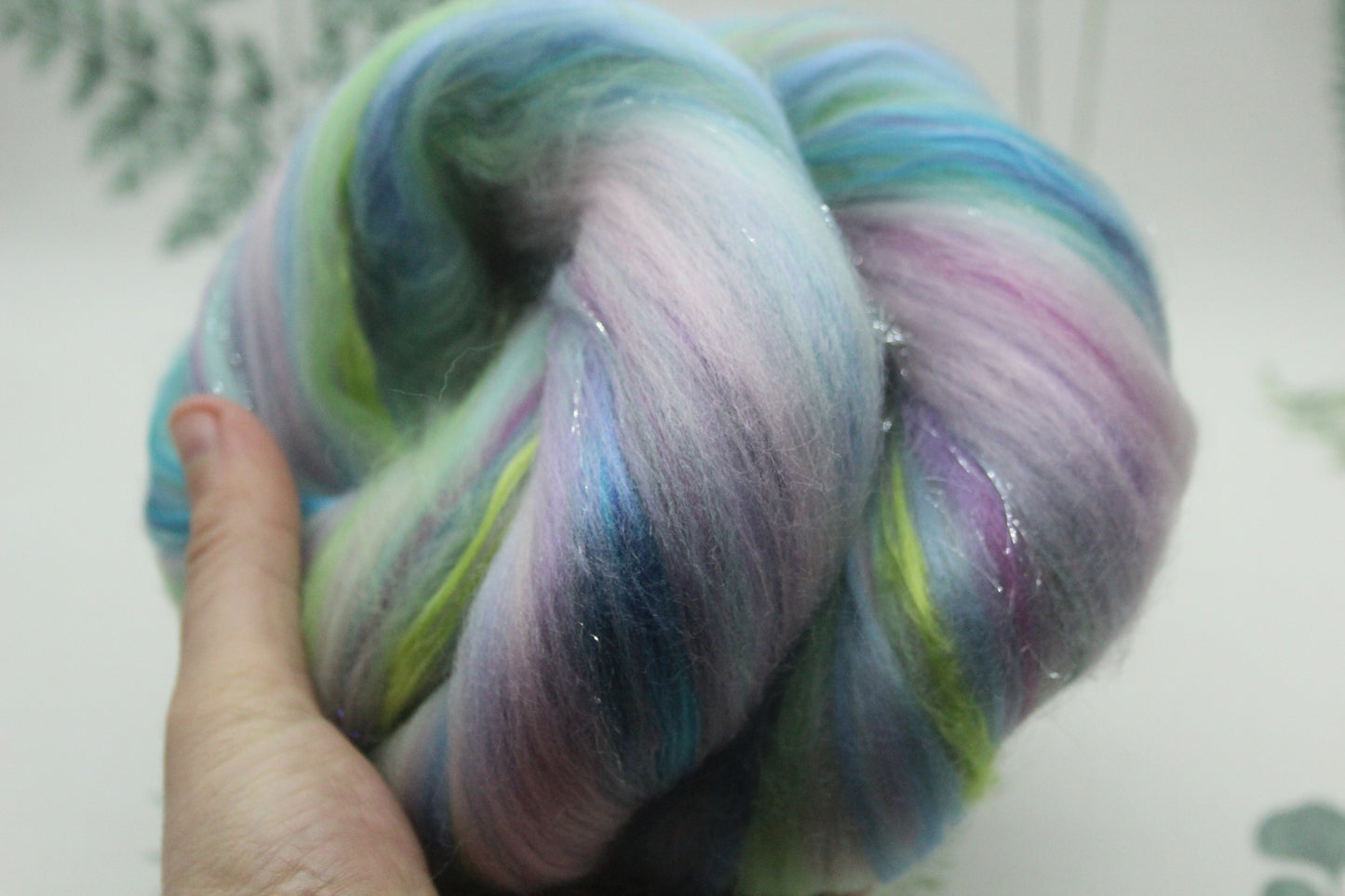 Merino Wool Blend - Purple Blue Green Pink - 44 grams / 1.5 oz  - Fibre for felting, weaving or spinning