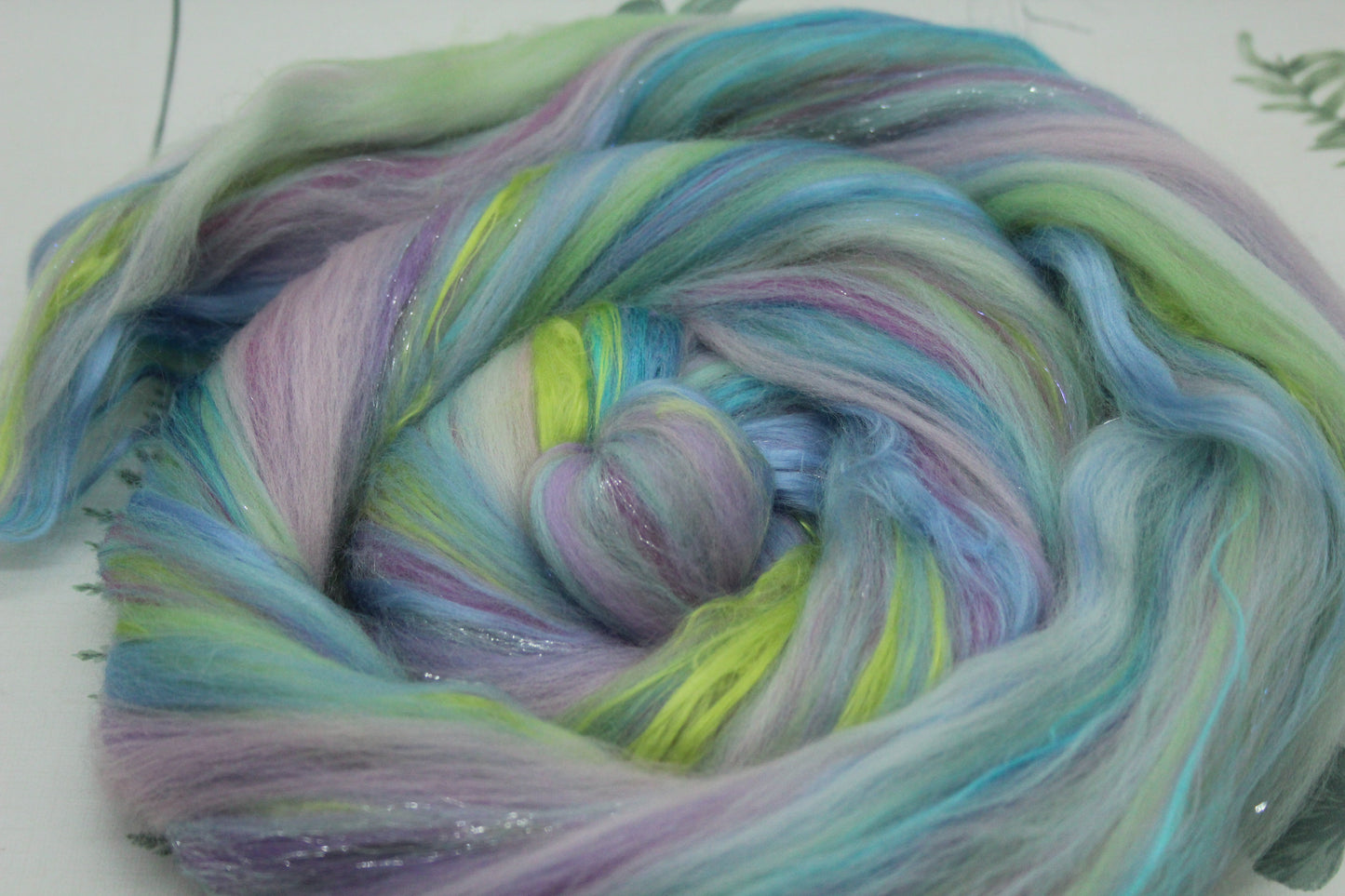 Merino Wool Blend - Purple Blue Green Pink - 44 grams / 1.5 oz  - Fibre for felting, weaving or spinning