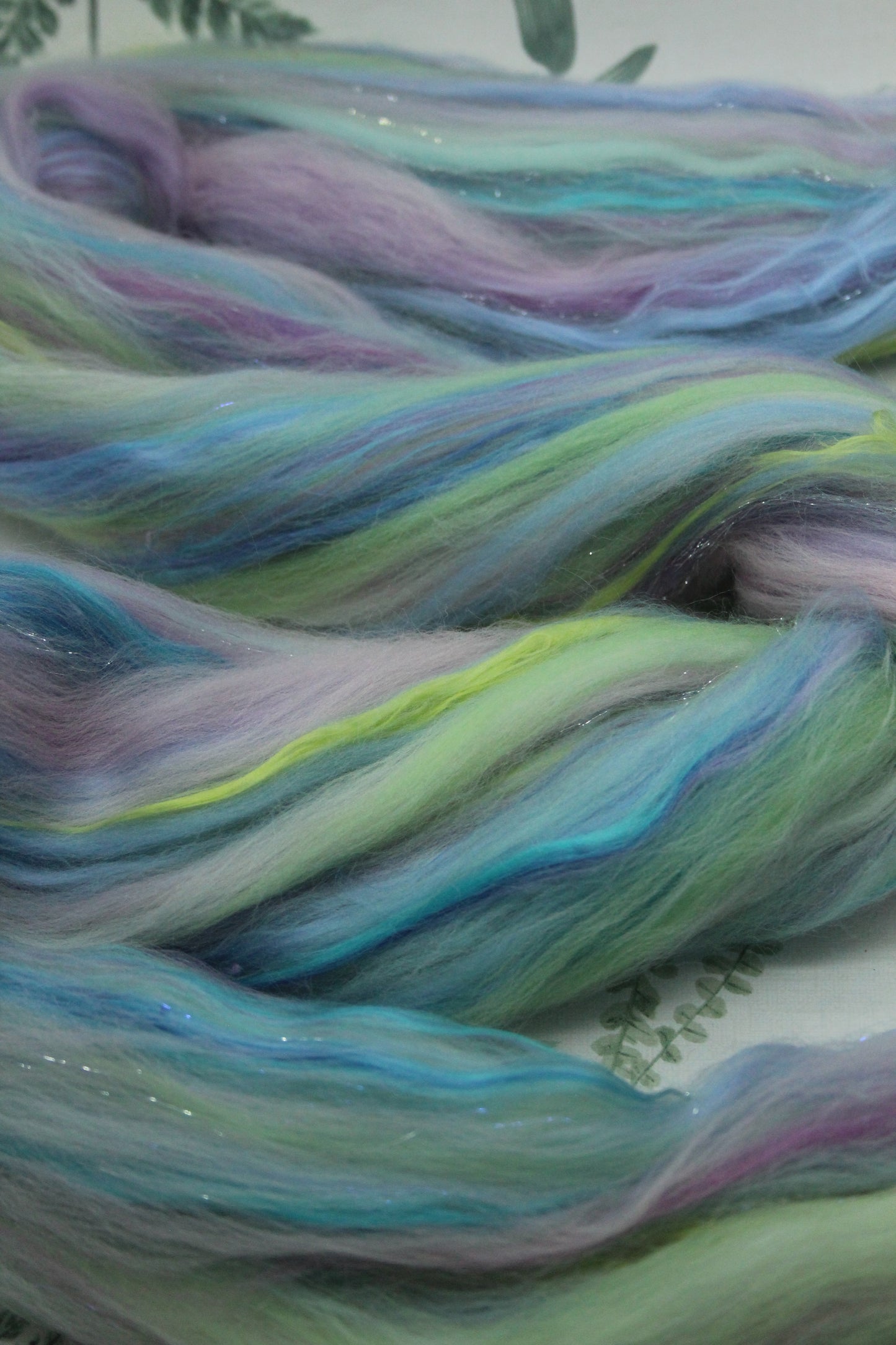 Merino Wool Blend - Purple Blue Green Pink - 44 grams / 1.5 oz  - Fibre for felting, weaving or spinning