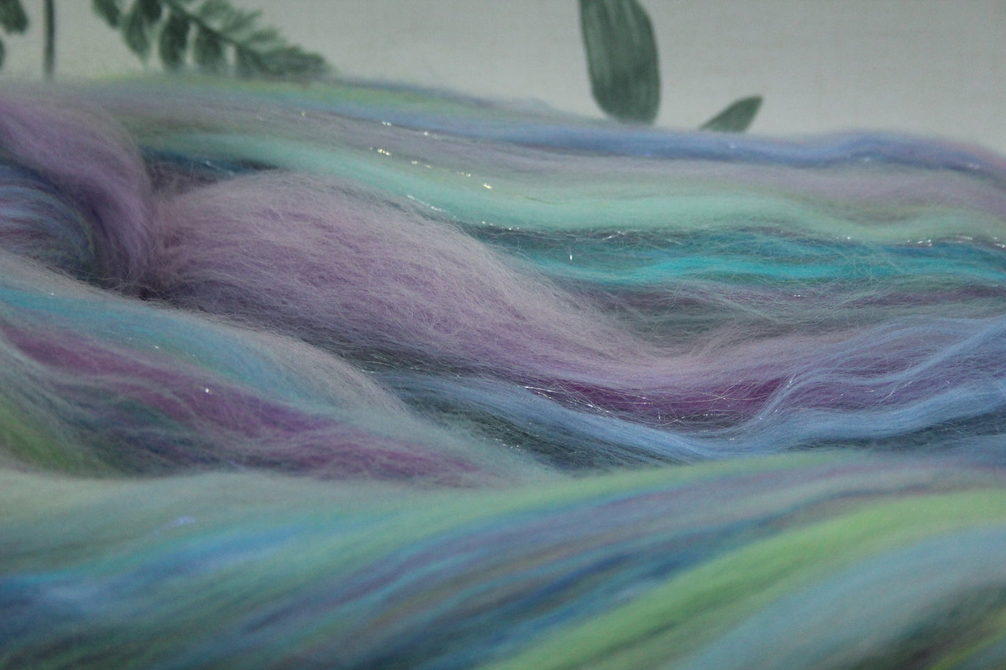 Merino Wool Blend - Purple Blue Green Pink - 44 grams / 1.5 oz  - Fibre for felting, weaving or spinning