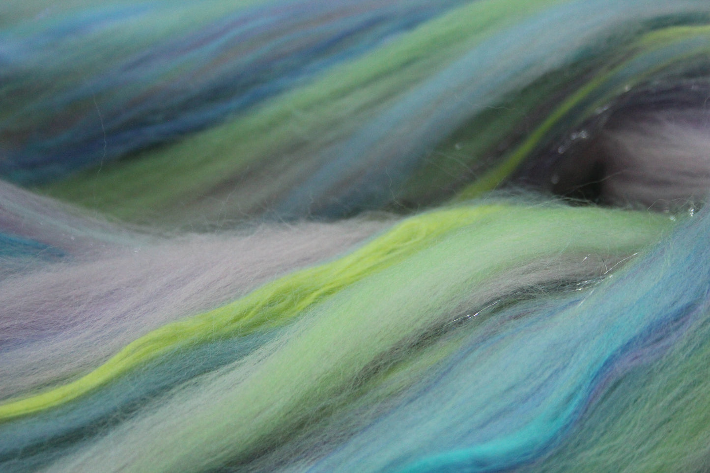 Merino Wool Blend - Purple Blue Green Pink - 44 grams / 1.5 oz  - Fibre for felting, weaving or spinning