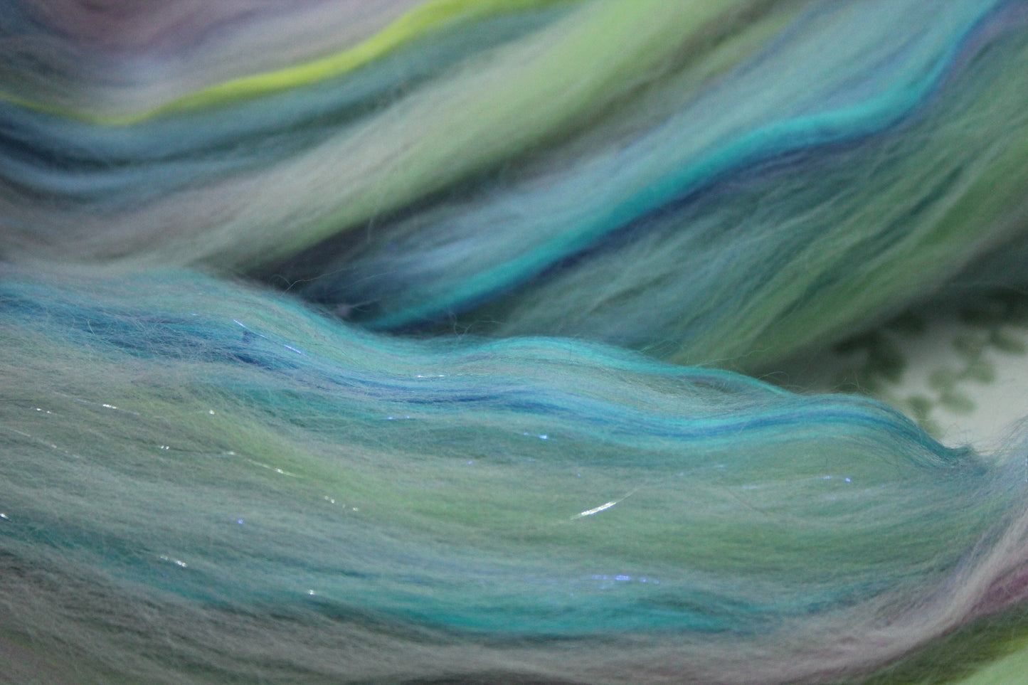 Merino Wool Blend - Purple Blue Green Pink - 44 grams / 1.5 oz  - Fibre for felting, weaving or spinning