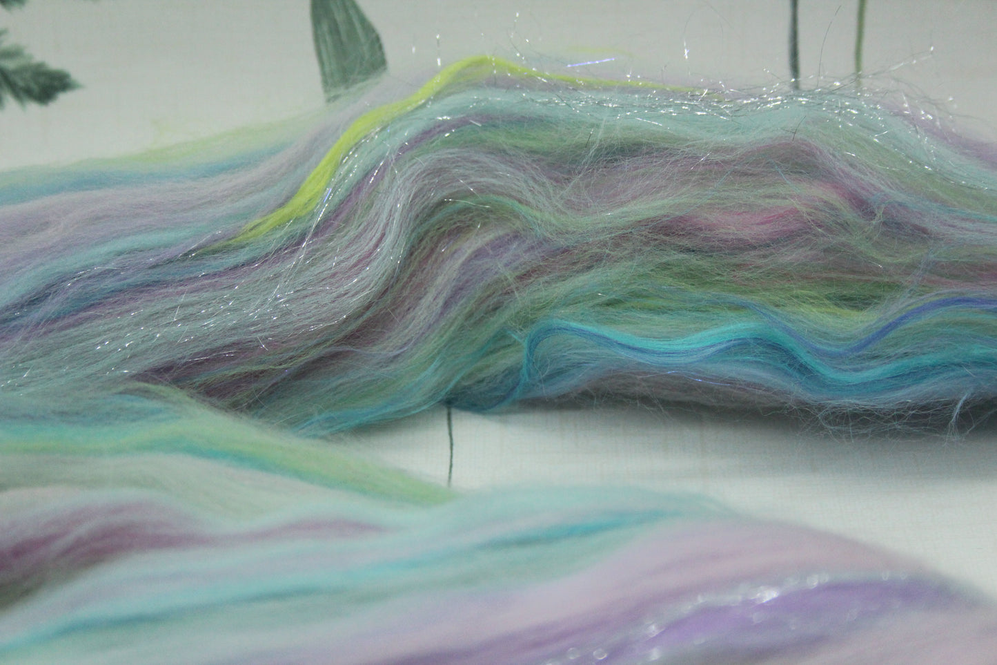 Merino Wool Blend - Purple Blue Green Pink - 44 grams / 1.5 oz  - Fibre for felting, weaving or spinning