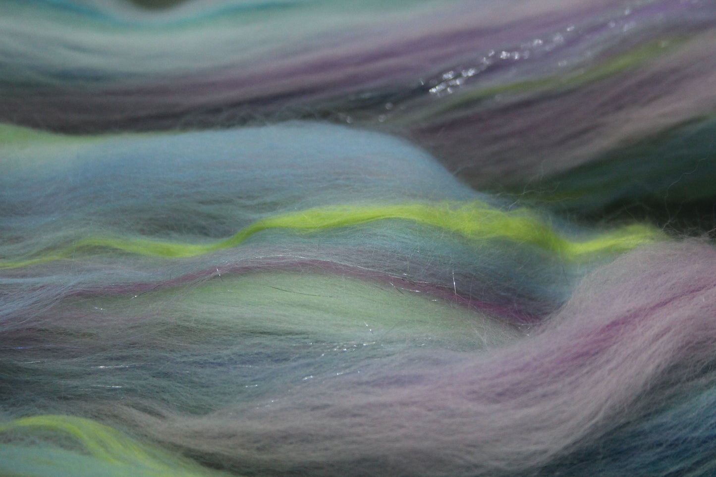 Merino Wool Blend - Purple Blue Green Pink - 44 grams / 1.5 oz  - Fibre for felting, weaving or spinning