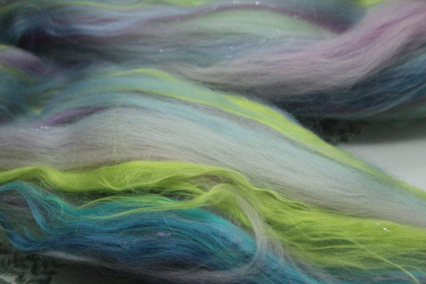 Merino Wool Blend - Purple Blue Green Pink - 44 grams / 1.5 oz  - Fibre for felting, weaving or spinning