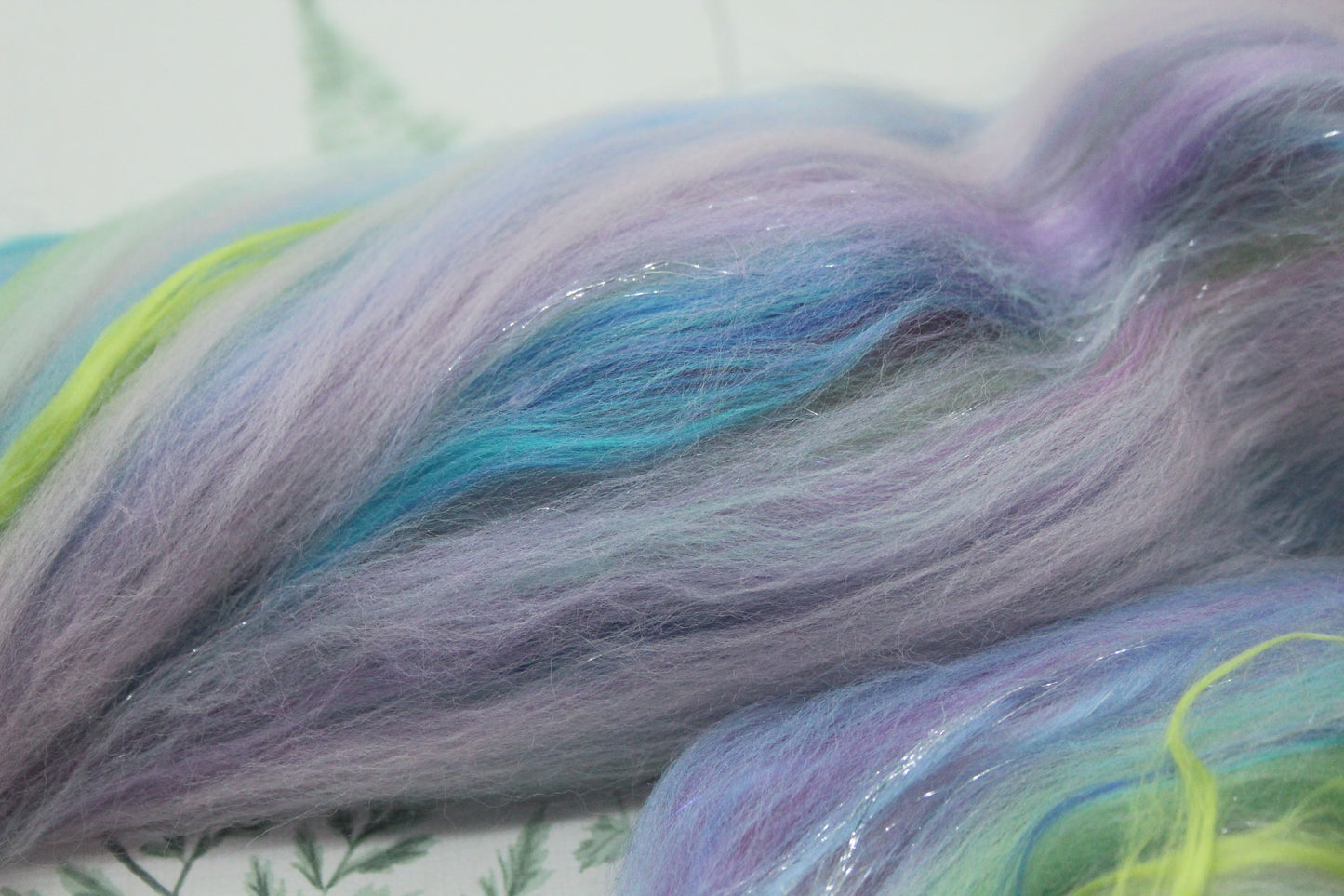 Merino Wool Blend - Purple Blue Green Pink - 44 grams / 1.5 oz  - Fibre for felting, weaving or spinning