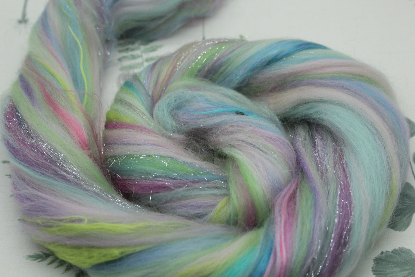 Merino Wool Blend - Purple Blue Green Pink - 28 grams / 0.9 oz  - Fibre for felting, weaving or spinning