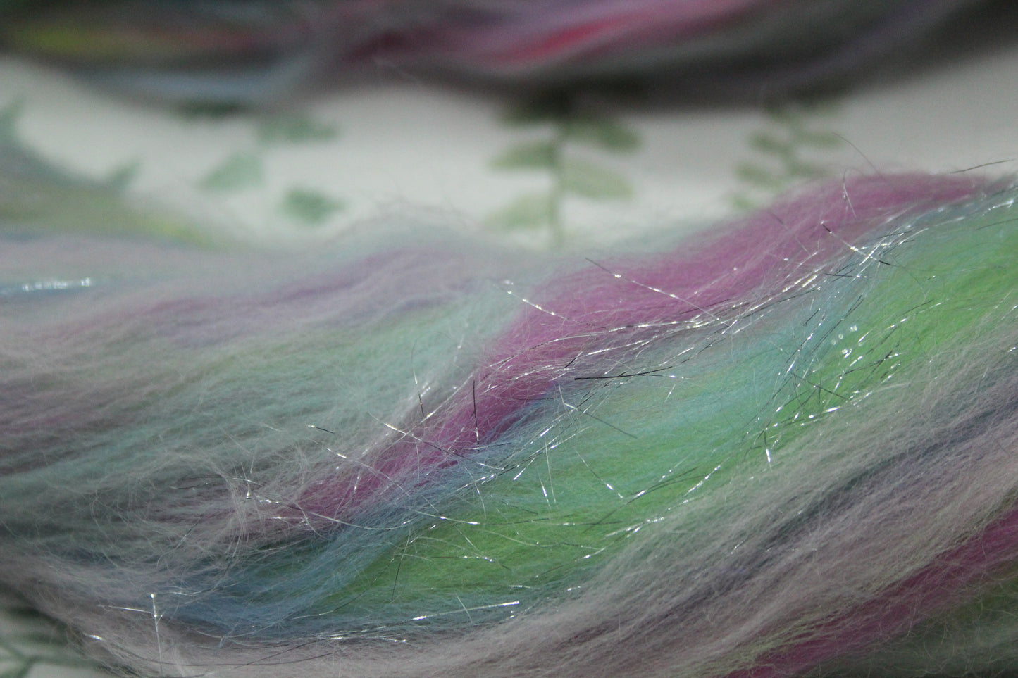 Merino Wool Blend - Purple Blue Green Pink - 28 grams / 0.9 oz  - Fibre for felting, weaving or spinning