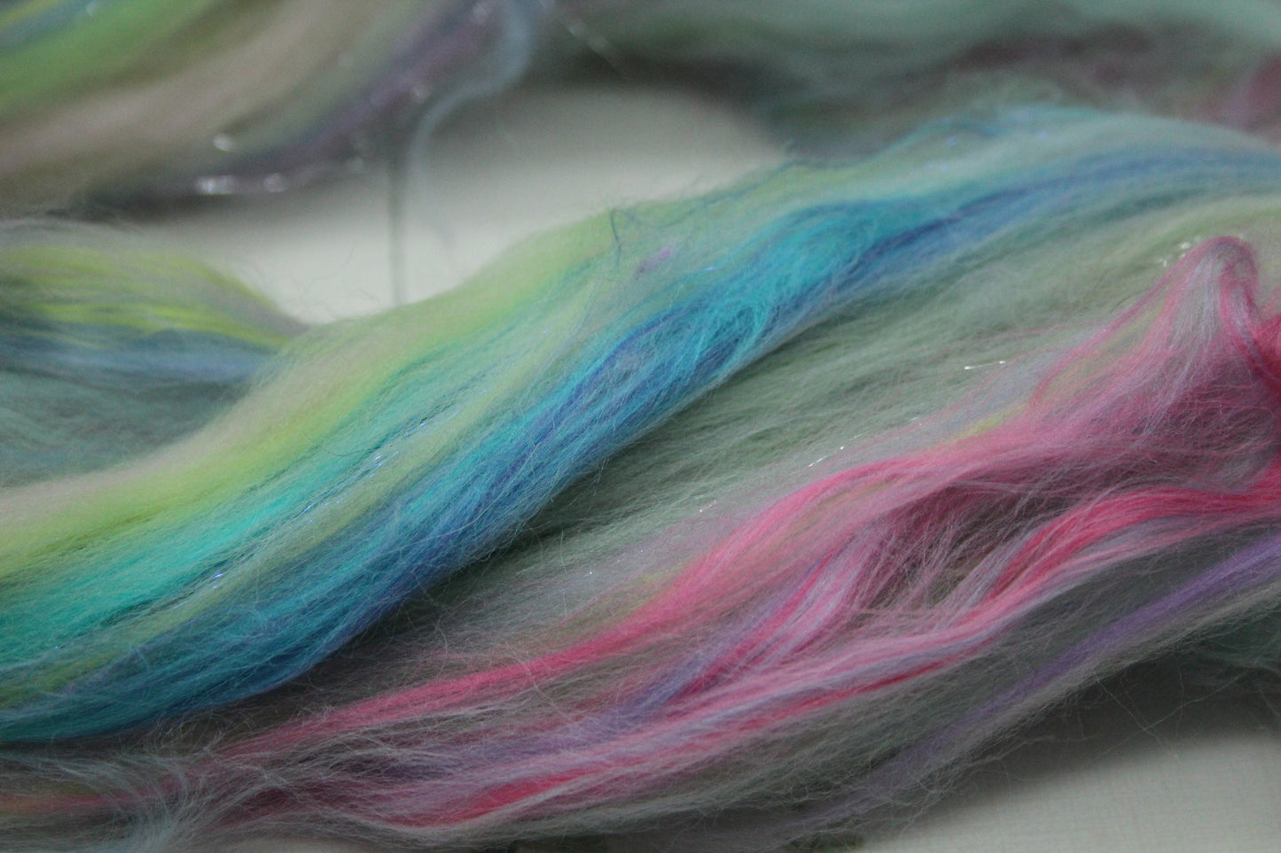 Merino Wool Blend - Purple Blue Green Pink - 28 grams / 0.9 oz  - Fibre for felting, weaving or spinning