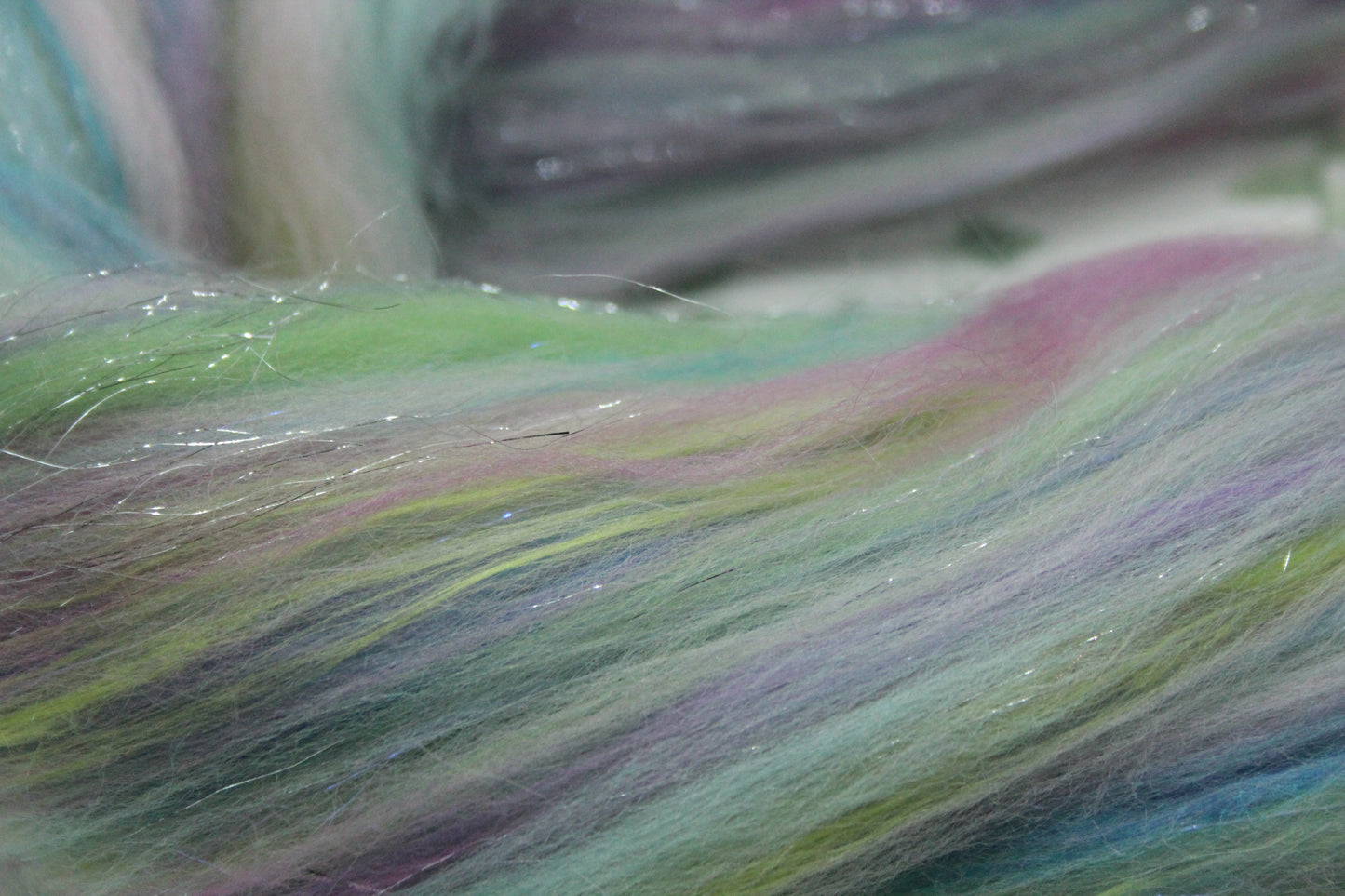 Merino Wool Blend - Purple Blue Green Pink - 28 grams / 0.9 oz  - Fibre for felting, weaving or spinning