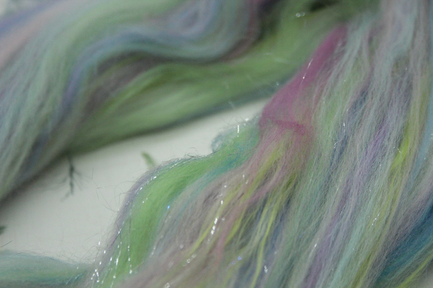 Merino Wool Blend - Purple Blue Green Pink - 28 grams / 0.9 oz  - Fibre for felting, weaving or spinning