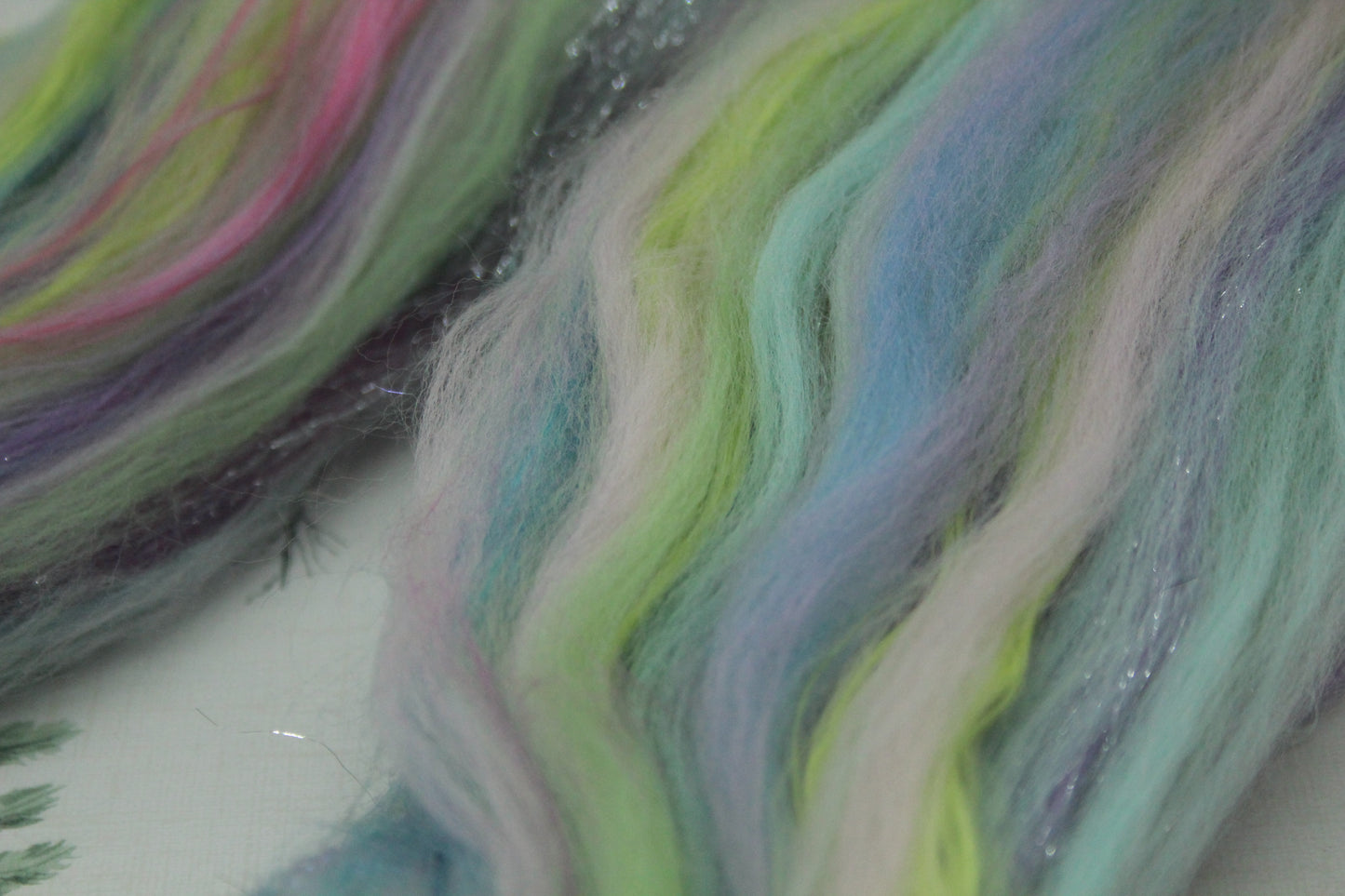 Merino Wool Blend - Purple Blue Green Pink - 28 grams / 0.9 oz  - Fibre for felting, weaving or spinning