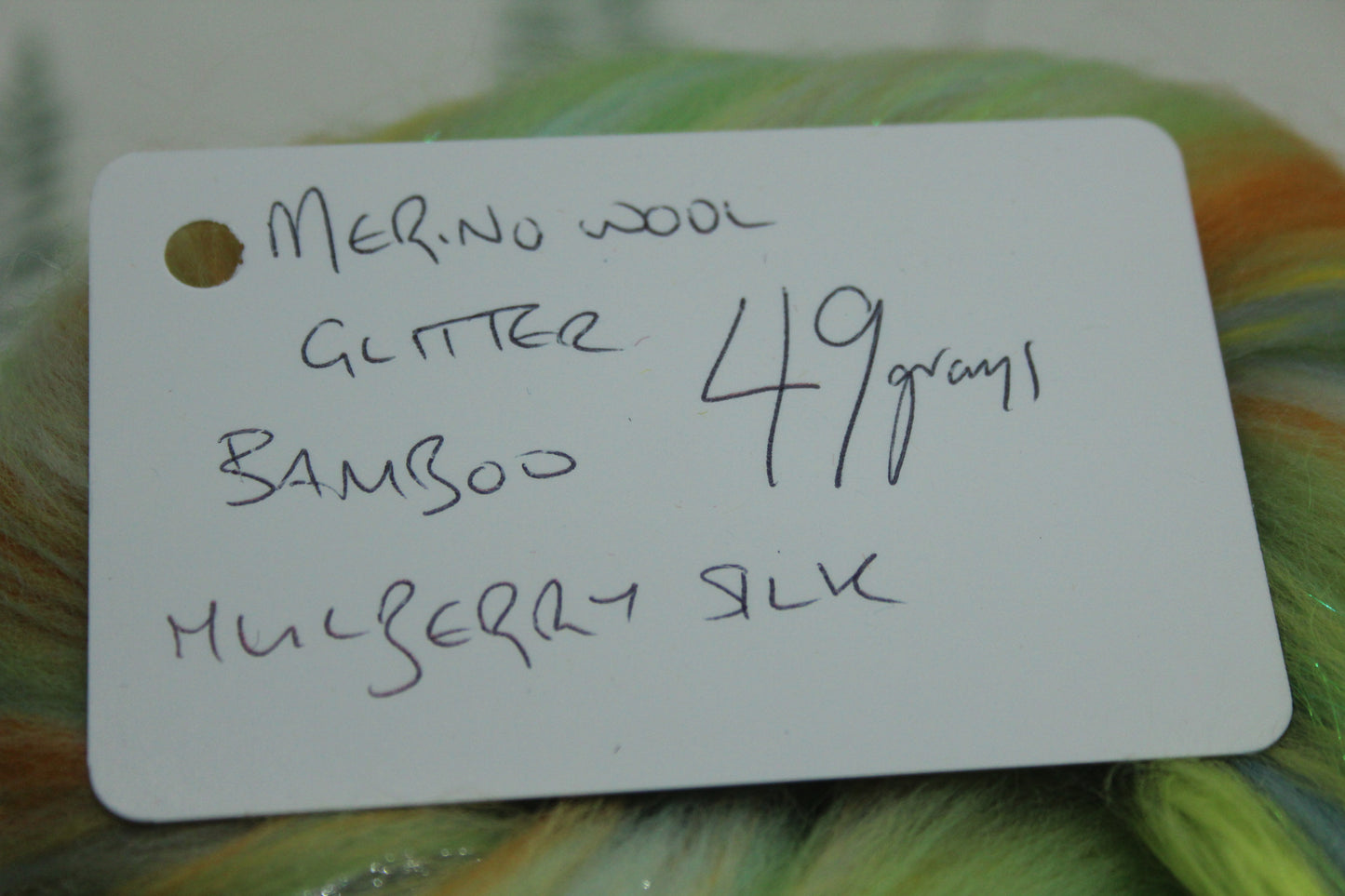 Merino Wool Blend - Yellow Green - 49 grams / 1.7 oz  - Fibre for felting, weaving or spinning