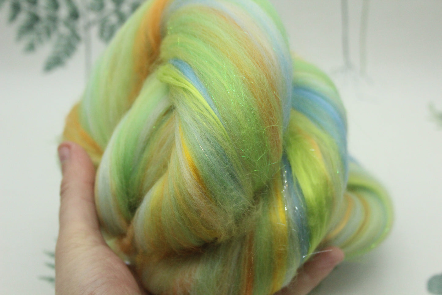 Merino Wool Blend - Yellow Green - 49 grams / 1.7 oz  - Fibre for felting, weaving or spinning