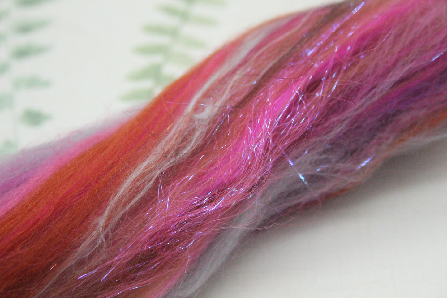 Merino Wool Blend - Pink Brown - 11 grams / 0.3 oz  - Fibre for felting, weaving or spinning