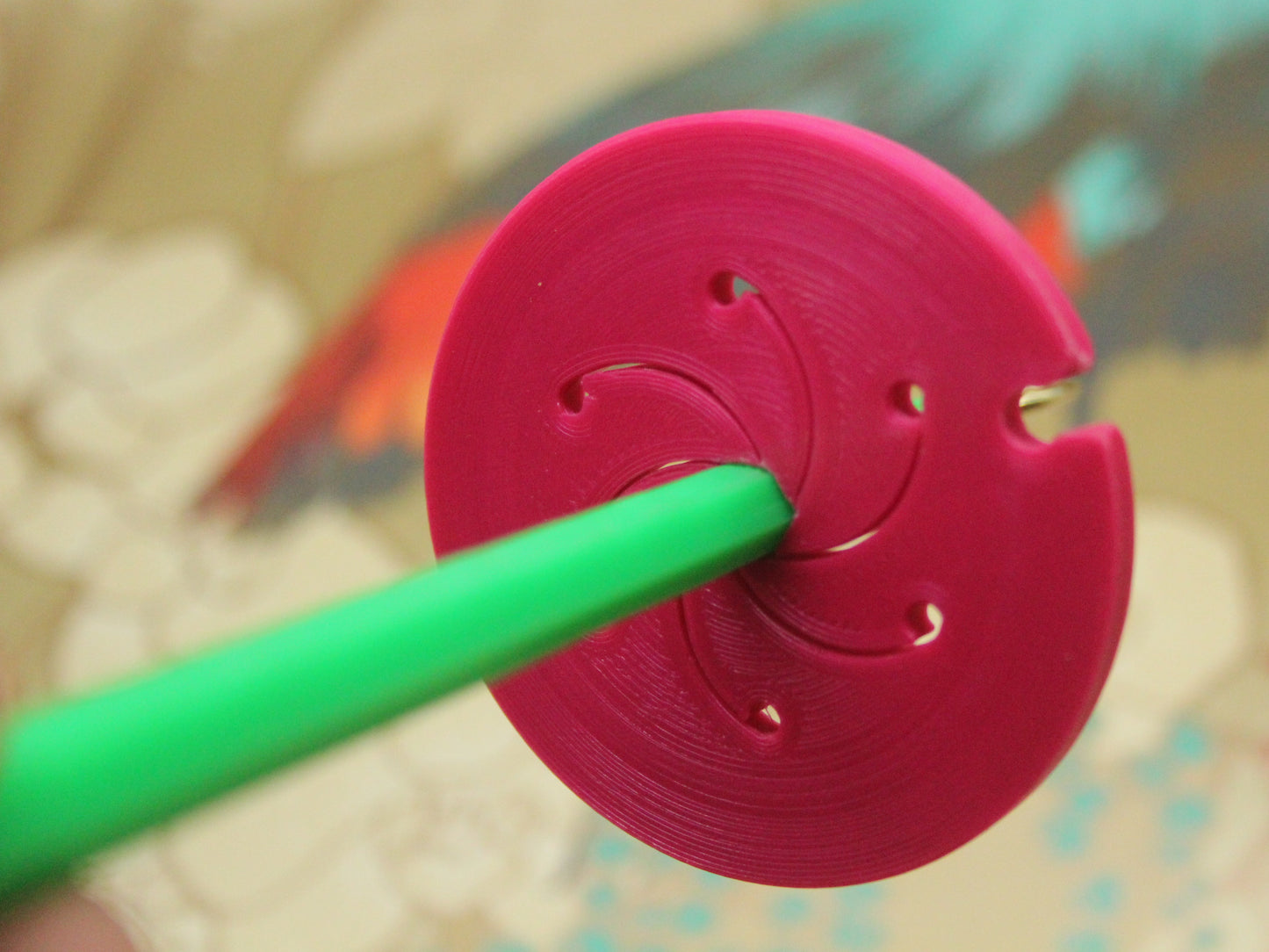 Top Whorl Spindle (Imperfect) for spinning - Flat Pack - Pink Green