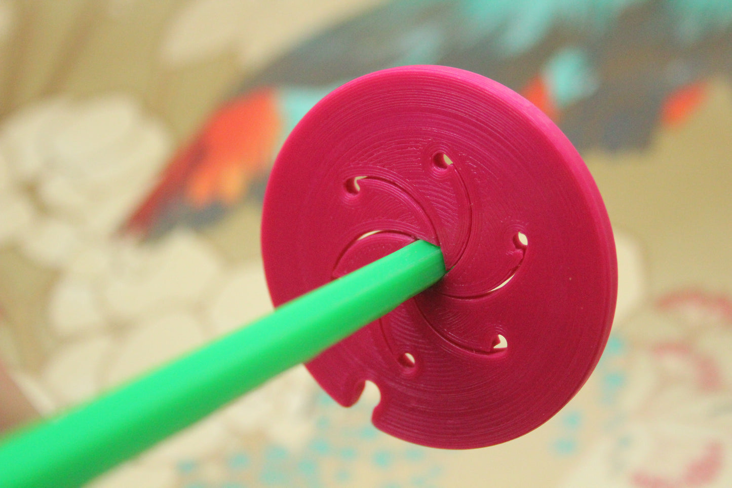 Top Whorl Spindle (Imperfect) for spinning - Flat Pack - Pink Green