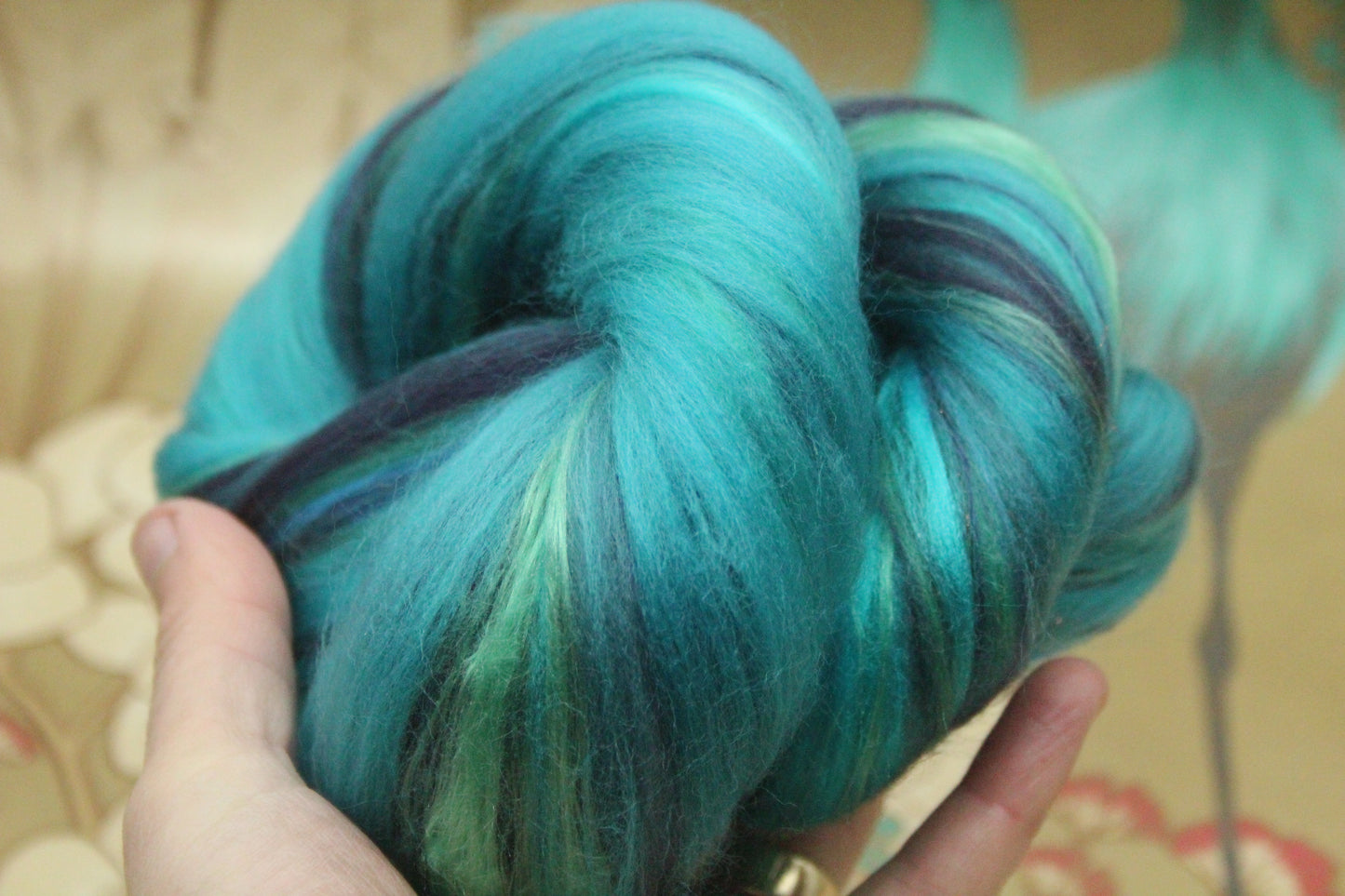 Merino Wool Blend - Cerulean Purple Green - 20 grams / 0.7 oz  - Fibre for felting, weaving or spinning