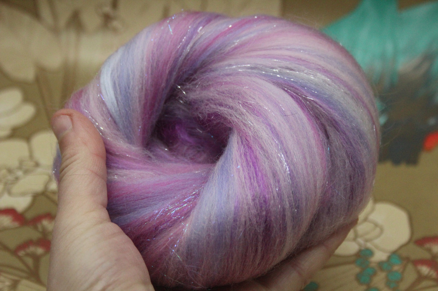 Merino Wool Blend - Pink Purple - 19 grams / 0.6 oz - Fibre for felting, weaving or spinning