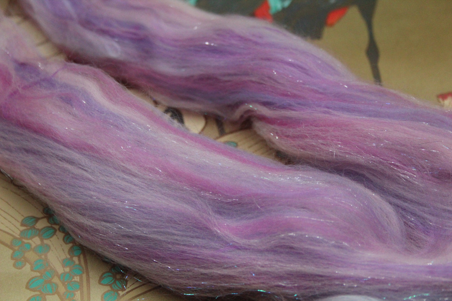 Merino Wool Blend - Pink Purple - 19 grams / 0.6 oz - Fibre for felting, weaving or spinning