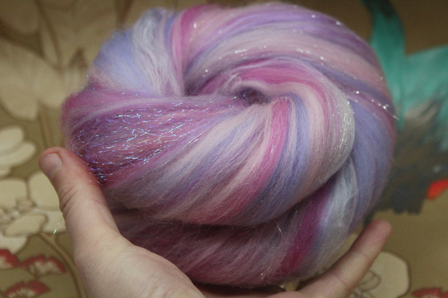 Merino Wool Blend - Pink Purple - 32 grams / 1.1 oz - Fibre for felting, weaving or spinning