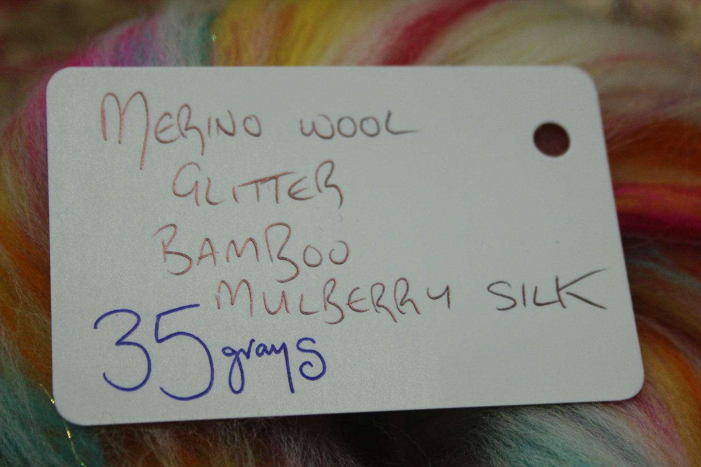 Merino Wool Blend - White + Brights - 35 grams / 1.2 oz - Fibre for felting, weaving or spinning