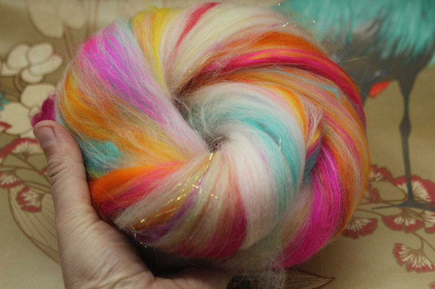 Merino Wool Blend - White + Brights - 35 grams / 1.2 oz - Fibre for felting, weaving or spinning