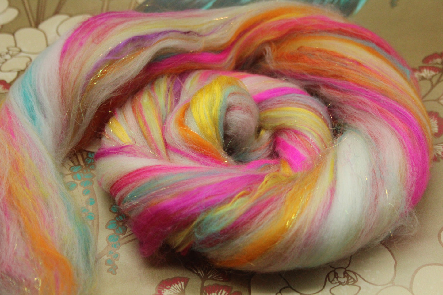 Merino Wool Blend - White + Brights - 35 grams / 1.2 oz - Fibre for felting, weaving or spinning