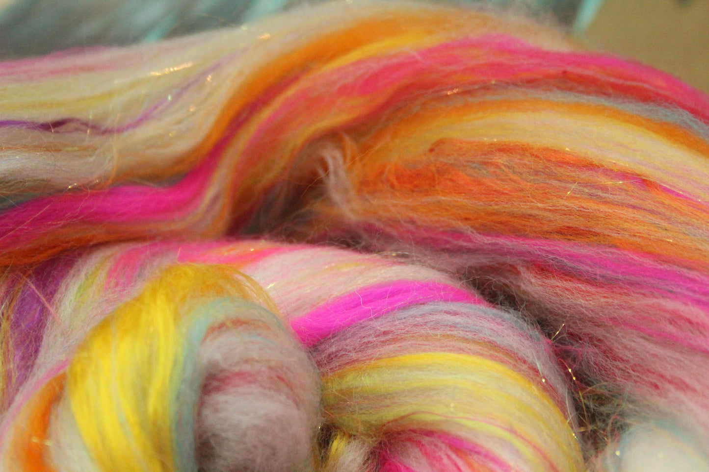 Merino Wool Blend - White + Brights - 35 grams / 1.2 oz - Fibre for felting, weaving or spinning