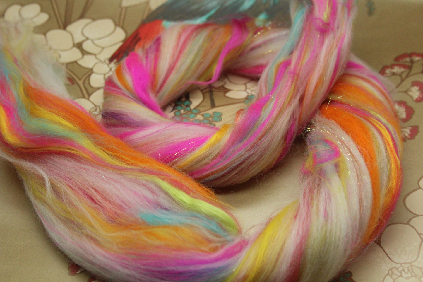 Merino Wool Blend - White + Brights - 35 grams / 1.2 oz - Fibre for felting, weaving or spinning