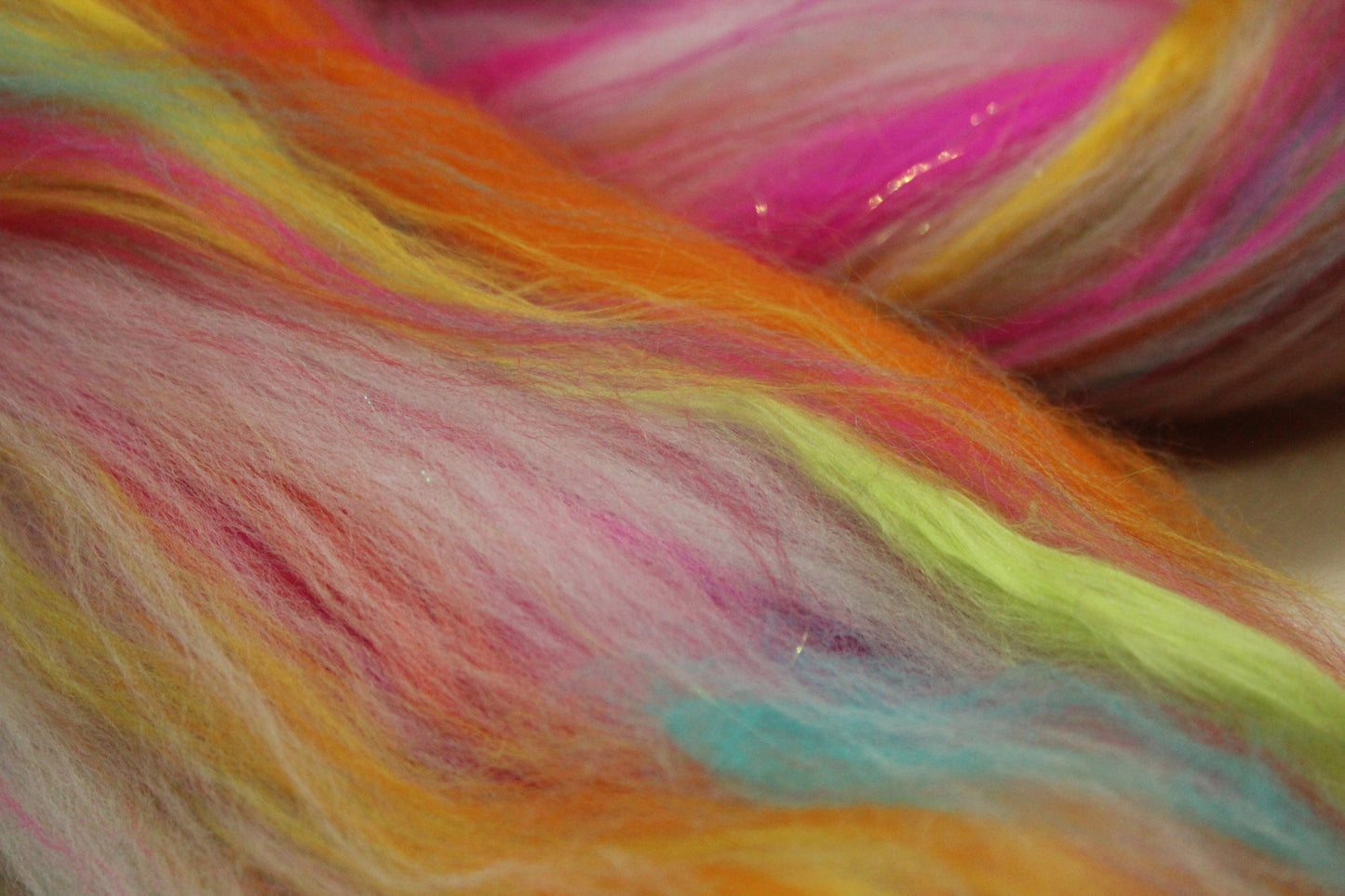 Merino Wool Blend - White + Brights - 35 grams / 1.2 oz - Fibre for felting, weaving or spinning