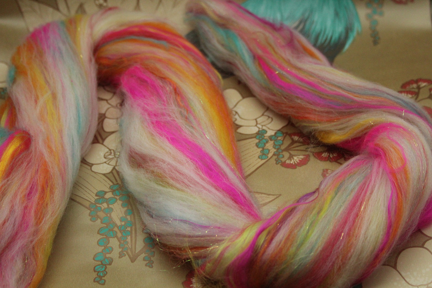 Merino Wool Blend - White + Brights - 35 grams / 1.2 oz - Fibre for felting, weaving or spinning