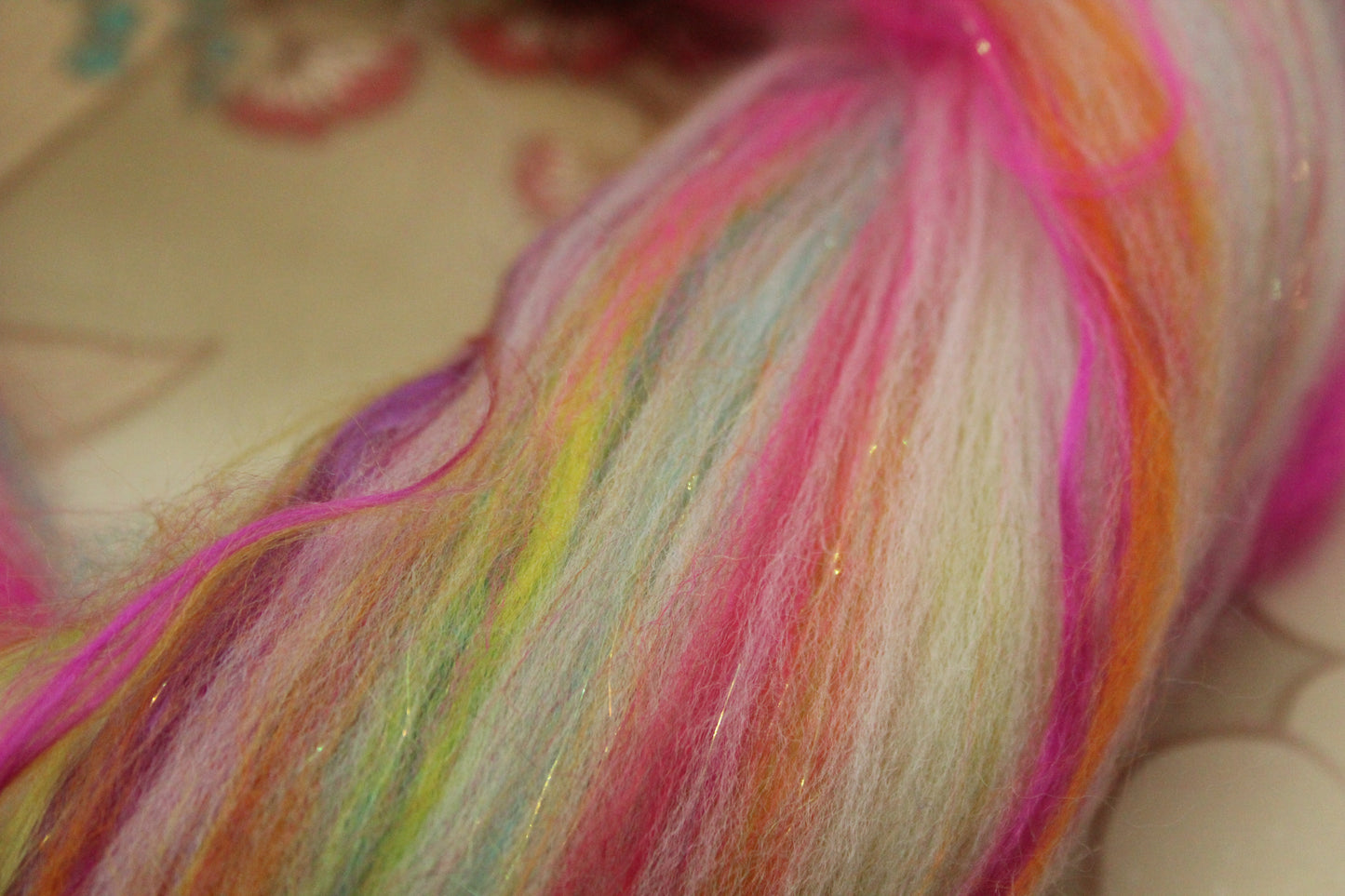 Merino Wool Blend - White + Brights - 35 grams / 1.2 oz - Fibre for felting, weaving or spinning