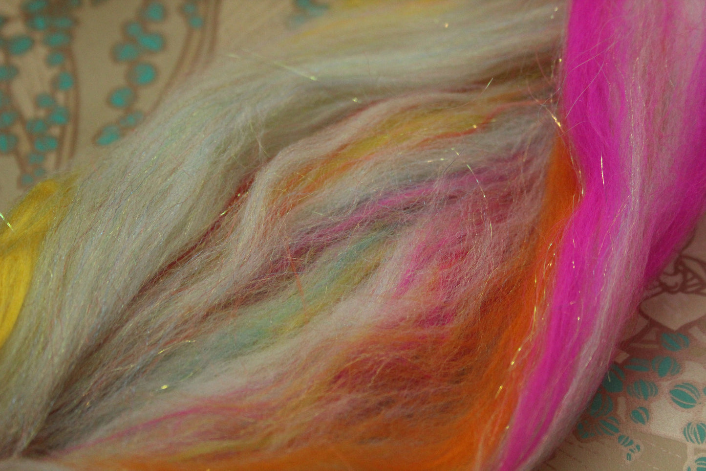 Merino Wool Blend - White + Brights - 35 grams / 1.2 oz - Fibre for felting, weaving or spinning