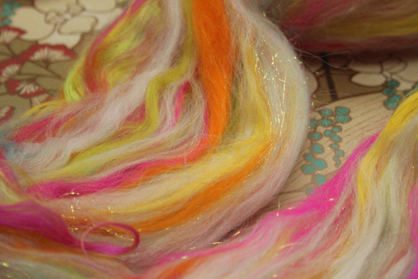 Merino Wool Blend - White + Brights - 35 grams / 1.2 oz - Fibre for felting, weaving or spinning