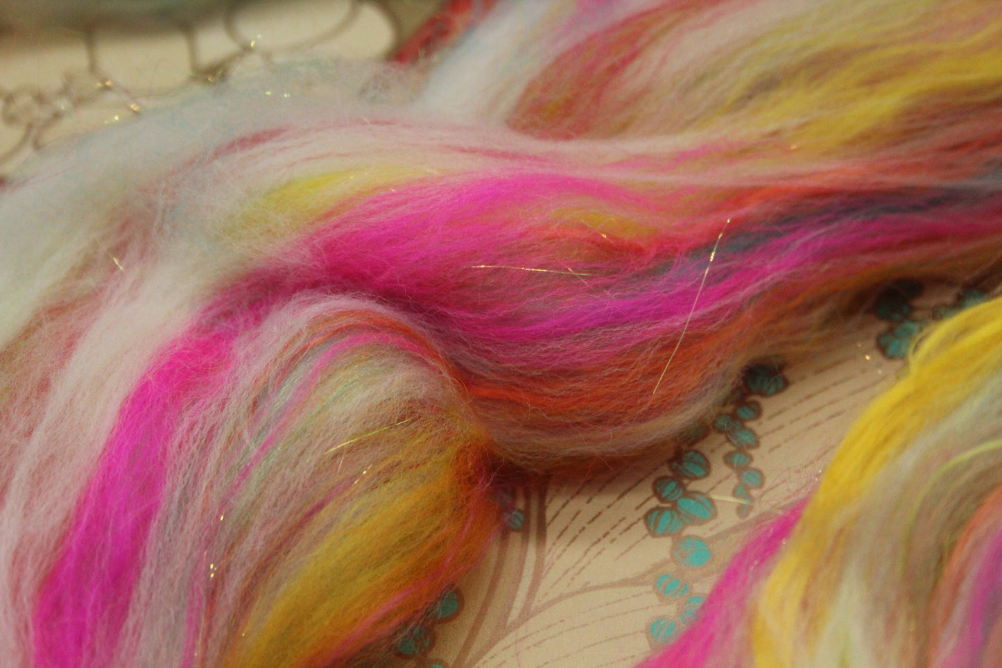 Merino Wool Blend - White + Brights - 35 grams / 1.2 oz - Fibre for felting, weaving or spinning