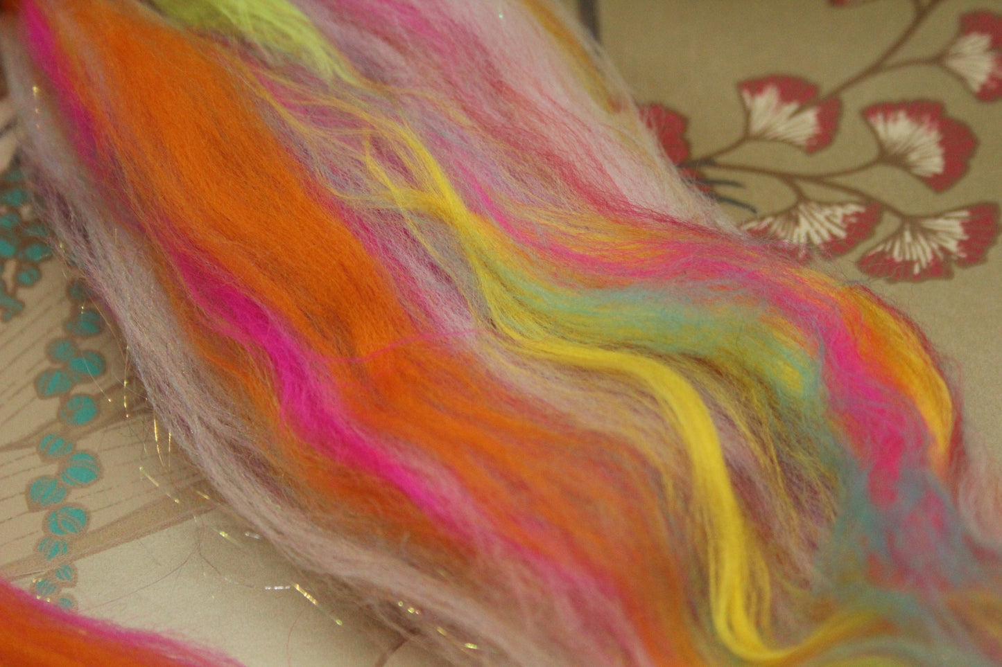 Merino Wool Blend - White + Brights - 35 grams / 1.2 oz - Fibre for felting, weaving or spinning