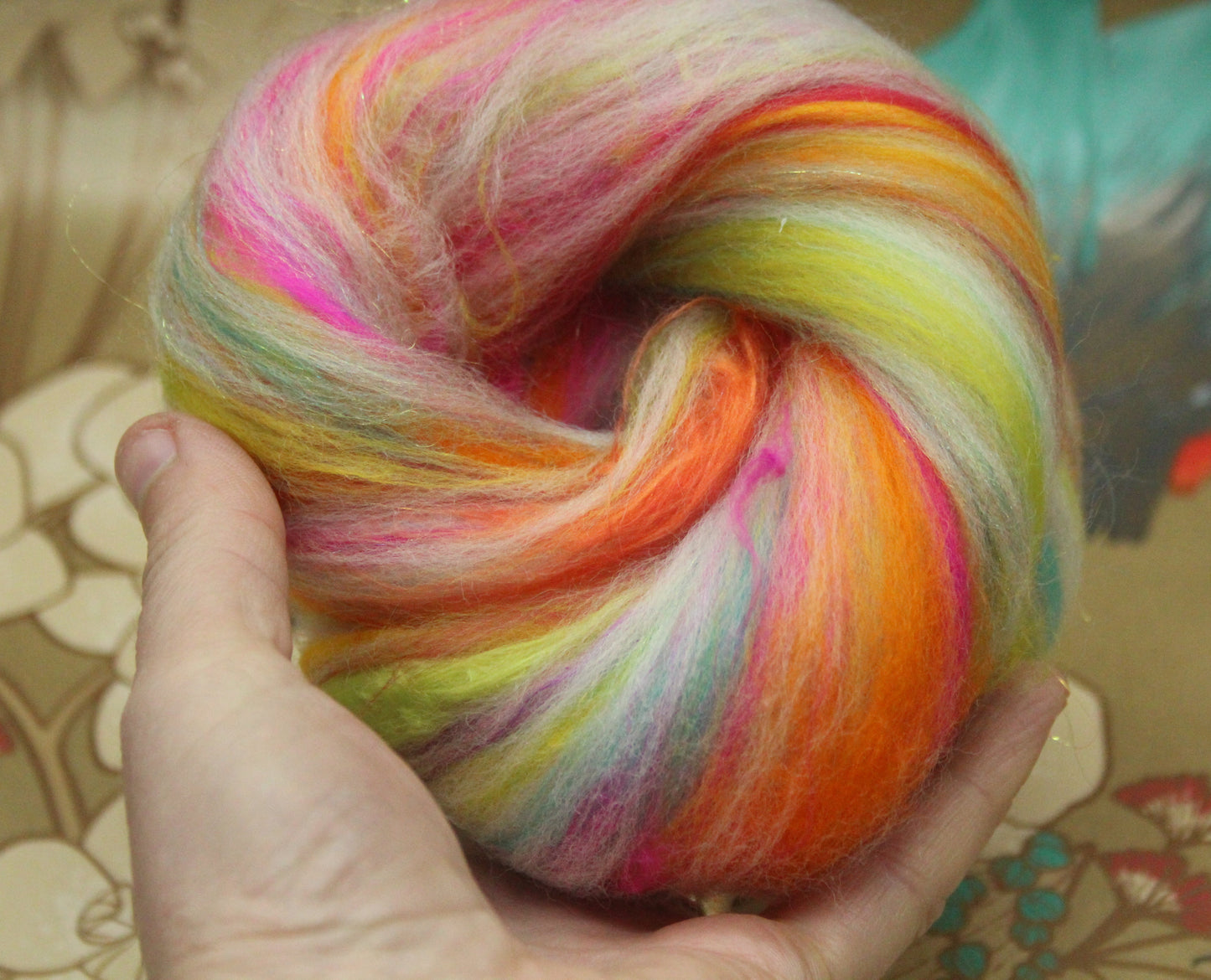 Merino Wool Blend - White + Brights - 16 grams / 0.5 oz - Fibre for felting, weaving or spinning