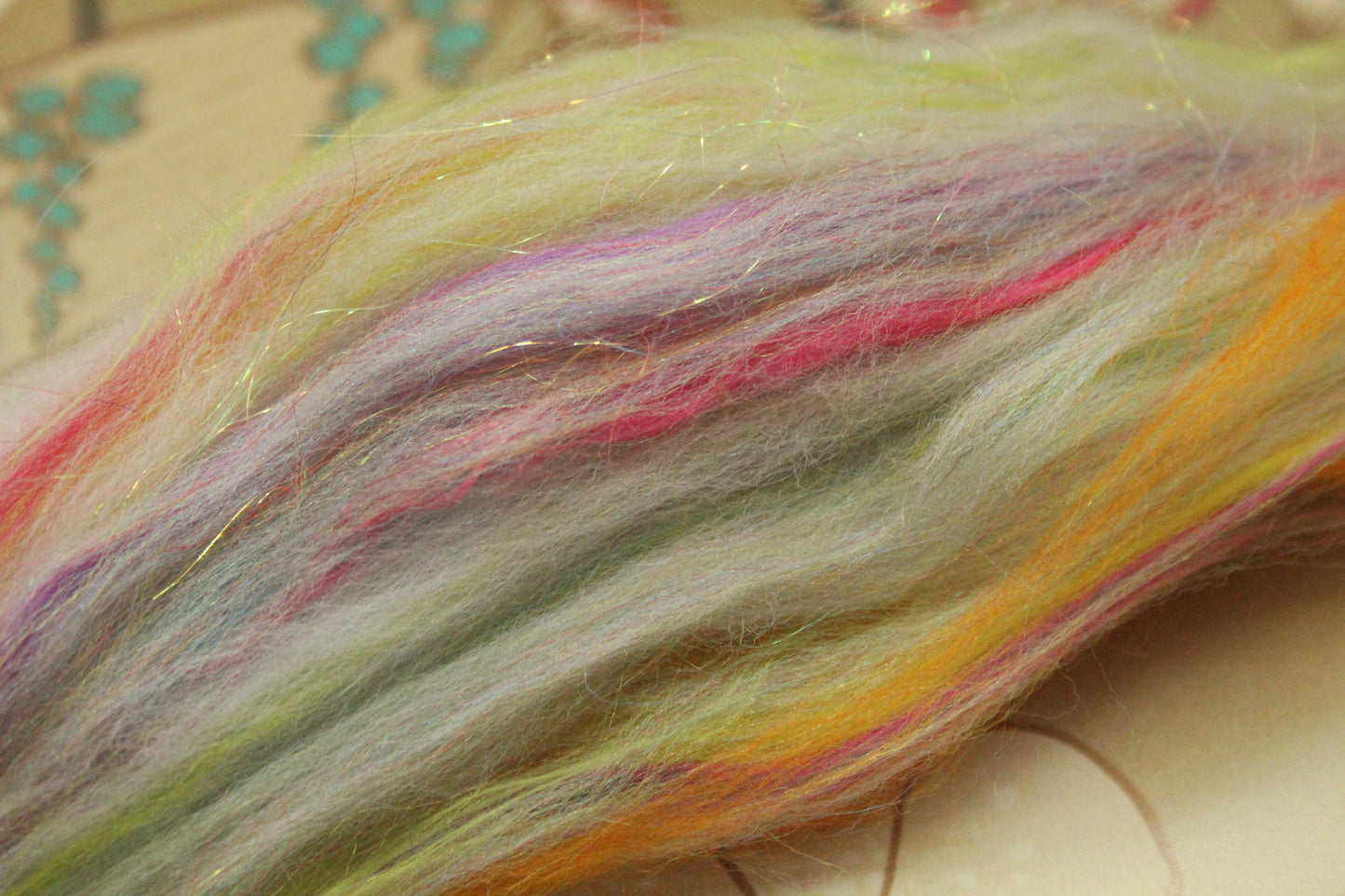 Merino Wool Blend - White + Brights - 16 grams / 0.5 oz - Fibre for felting, weaving or spinning