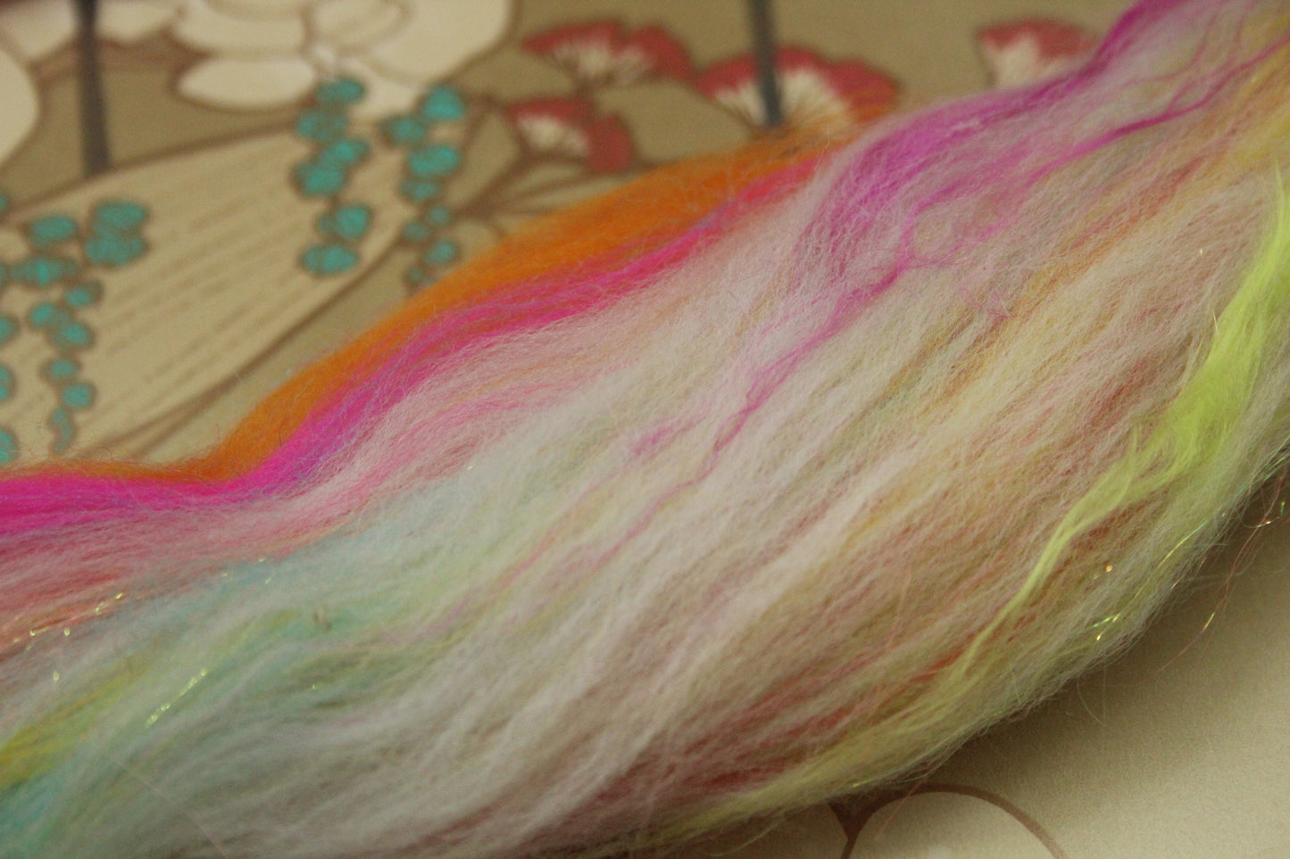 Merino Wool Blend - White + Brights - 16 grams / 0.5 oz - Fibre for felting, weaving or spinning