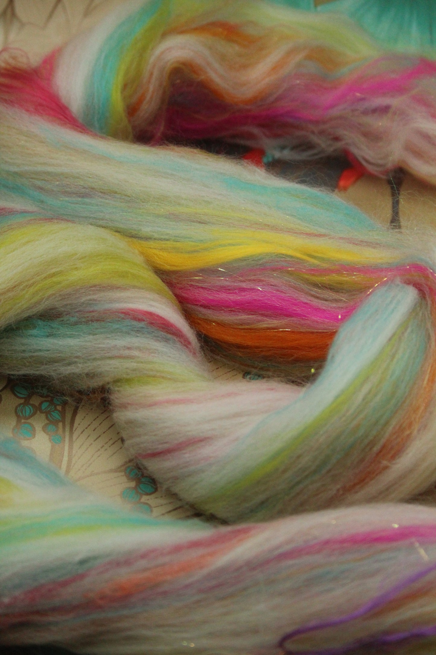 Merino Wool Blend - White + Brights - 29 grams / 1 oz - Fibre for felting, weaving or spinning