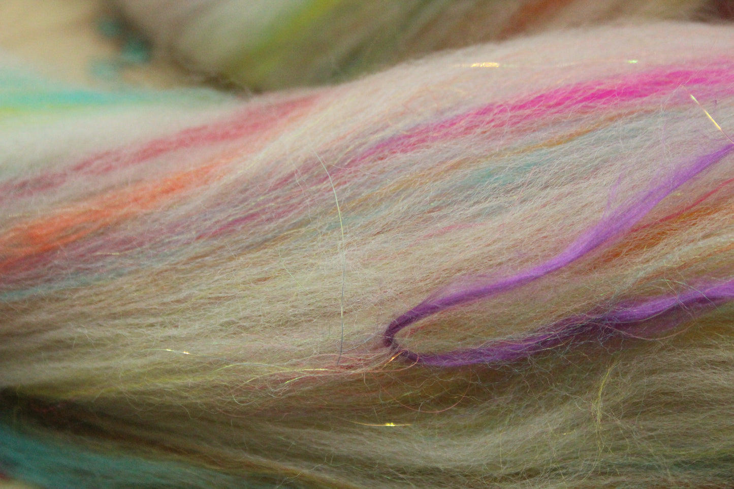 Merino Wool Blend - White + Brights - 29 grams / 1 oz - Fibre for felting, weaving or spinning