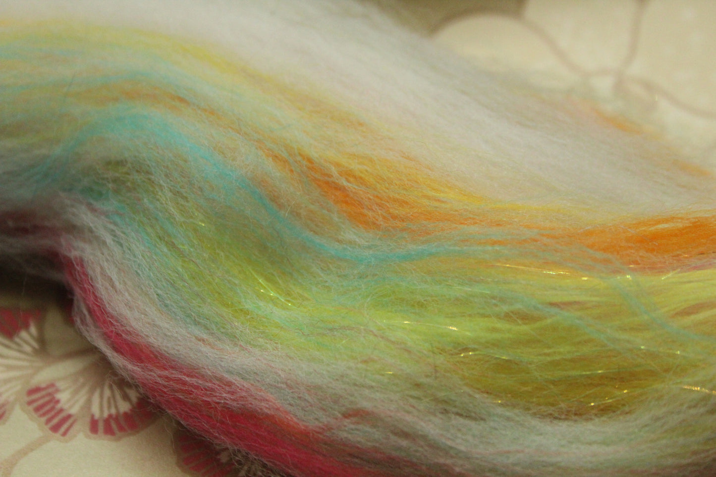 Merino Wool Blend - White + Brights - 29 grams / 1 oz - Fibre for felting, weaving or spinning