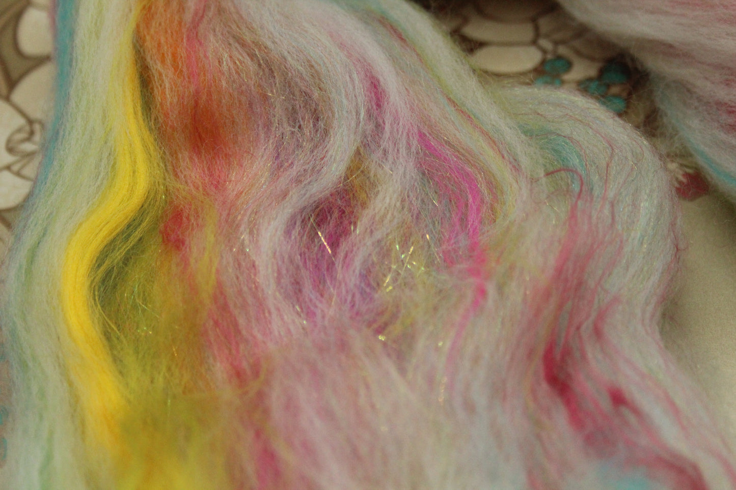 Merino Wool Blend - White + Brights - 29 grams / 1 oz - Fibre for felting, weaving or spinning