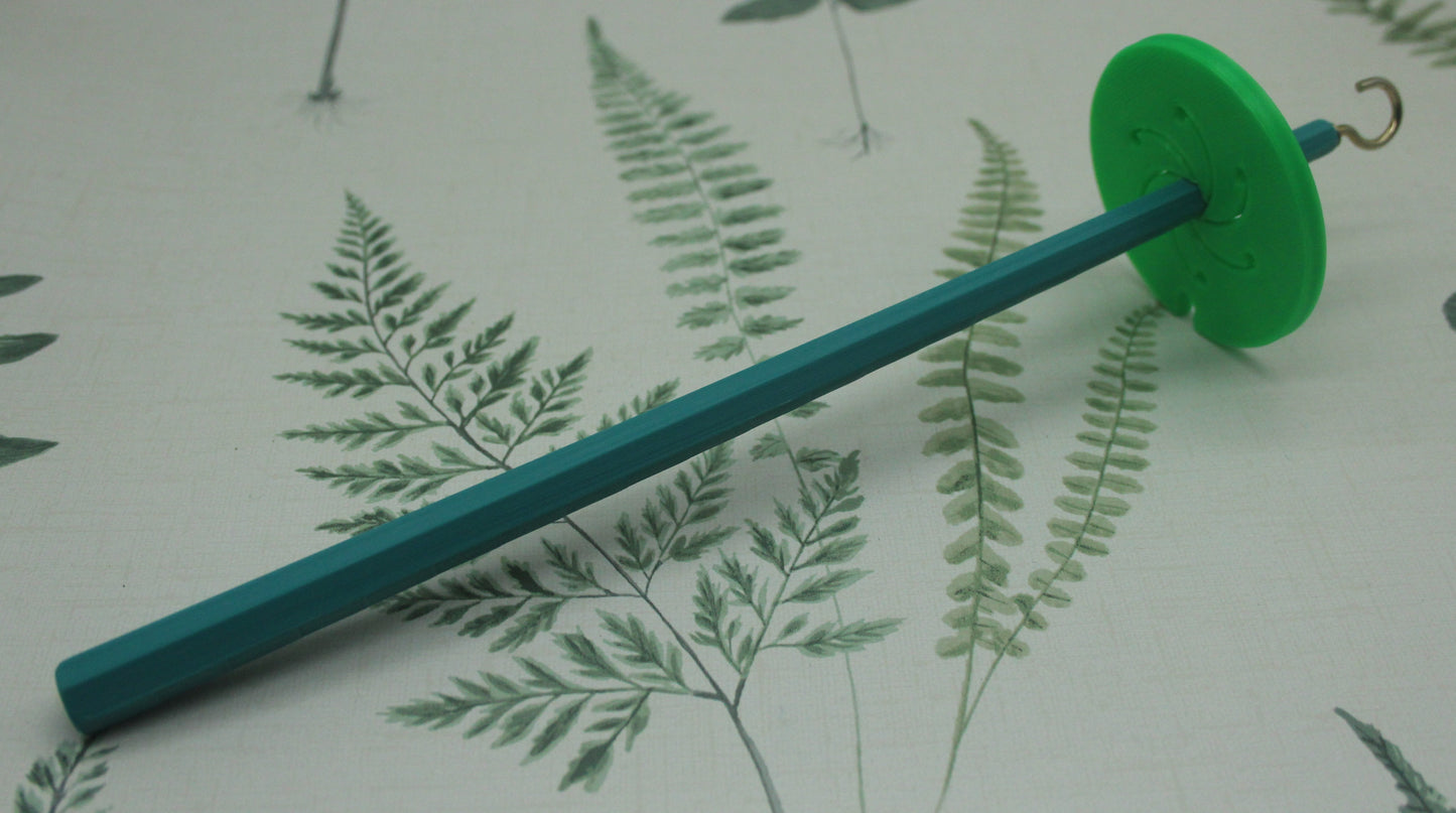 Top Whorl Spindle (Imperfect) for spinning - Flat Pack - Green Turquoise
