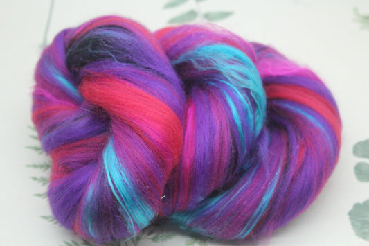 Merino Wool Blend - Purple Damson Red - 44 grams / 1.5 oz - Fibre for felting, weaving or spinning