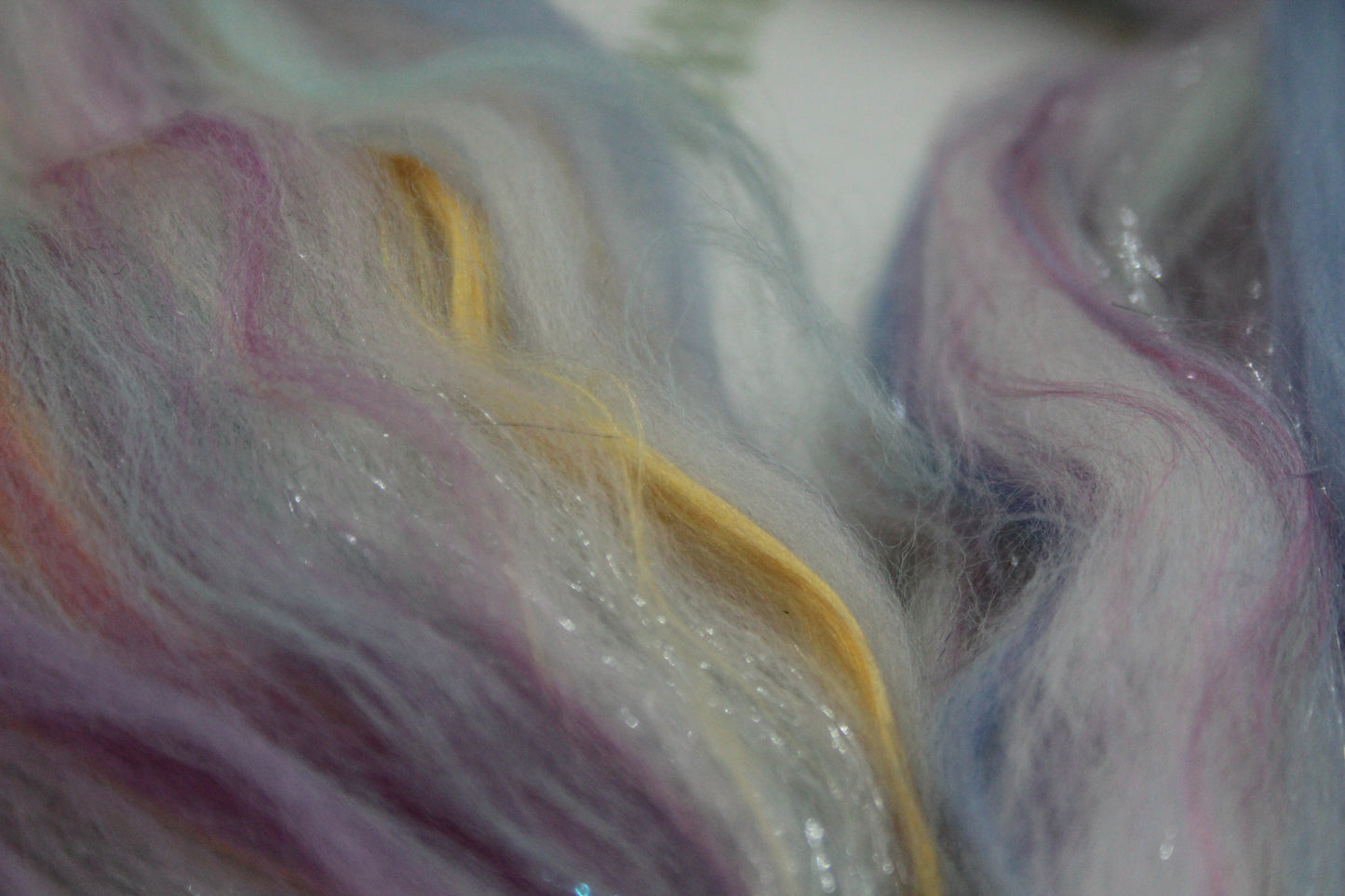Merino Wool Blend - White Blue Purple Pink - 27 grams / 0.9 oz - Fibre for felting, weaving or spinning