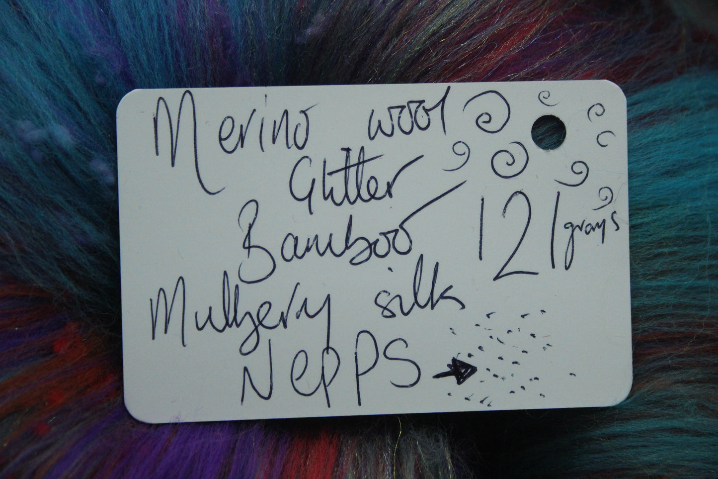 Merino Art Batt  - Purple Blue - NEPPS - 121 grams 4.2 oz - Wool for felting, spinning and weaving