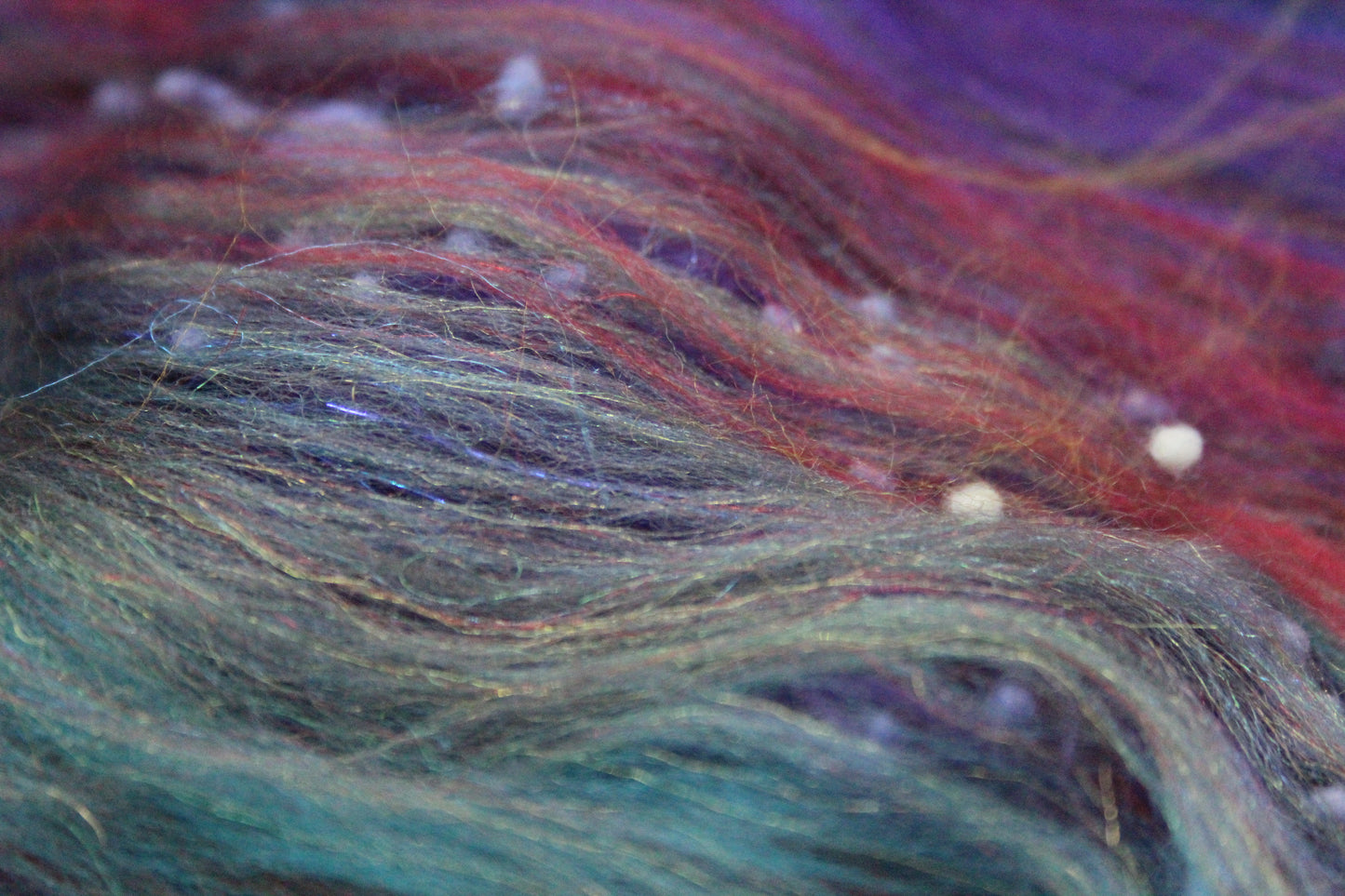 Merino Art Batt  - Purple Blue - NEPPS - 121 grams 4.2 oz - Wool for felting, spinning and weaving